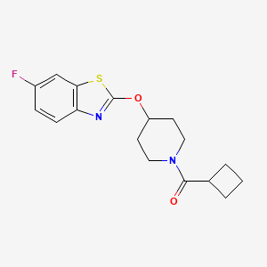 molecular formula C17H19FN2O2S B2589582 环丁基(4-((6-氟苯并[d]噻唑-2-基)氧代)哌啶-1-基)甲酮 CAS No. 1323335-45-0