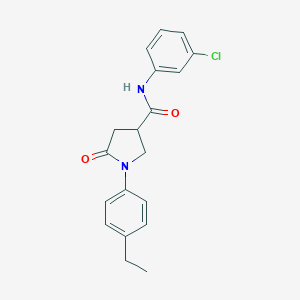 molecular formula C19H19ClN2O2 B258959 N-(3-chlorophenyl)-1-(4-ethylphenyl)-5-oxopyrrolidine-3-carboxamide 
