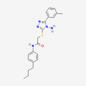 molecular formula C21H25N5OS B2589590 2-((4-amino-5-(m-tolyl)-4H-1,2,4-triazol-3-yl)thio)-N-(4-butylphenyl)acetamide CAS No. 811469-36-0