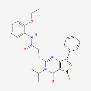 molecular formula C26H28N4O3S B2589598 N-(2-ethoxyphenyl)-2-((3-isopropyl-5-methyl-4-oxo-7-phenyl-4,5-dihydro-3H-pyrrolo[3,2-d]pyrimidin-2-yl)thio)acetamide CAS No. 1111981-78-2