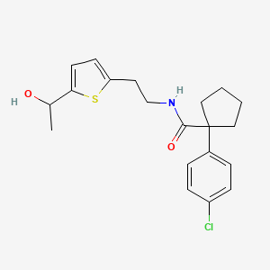 molecular formula C20H24ClNO2S B2589612 1-(4-chlorophenyl)-N-(2-(5-(1-hydroxyethyl)thiophen-2-yl)ethyl)cyclopentanecarboxamide CAS No. 2034544-78-8
