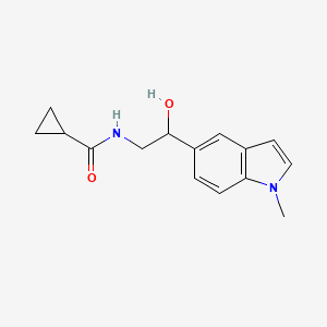 molecular formula C15H18N2O2 B2589623 N-(2-羟基-2-(1-甲基-1H-吲哚-5-基)乙基)环丙烷甲酰胺 CAS No. 2097893-50-8