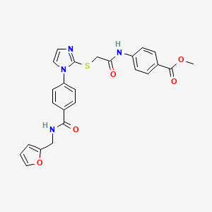 molecular formula C25H22N4O5S B2589624 methyl 4-[({[1-(4-{[(2-furylmethyl)amino]carbonyl}phenyl)-1H-imidazol-2-yl]thio}acetyl)amino]benzoate CAS No. 1206986-14-2