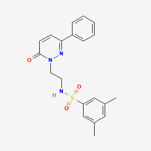 molecular formula C20H21N3O3S B2589626 3,5-dimethyl-N-(2-(6-oxo-3-phenylpyridazin-1(6H)-yl)ethyl)benzenesulfonamide CAS No. 921550-38-1