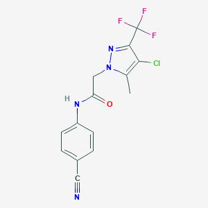 2-[4-chloro-5-methyl-3-(trifluoromethyl)-1H-pyrazol-1-yl]-N-(4-cyanophenyl)acetamide