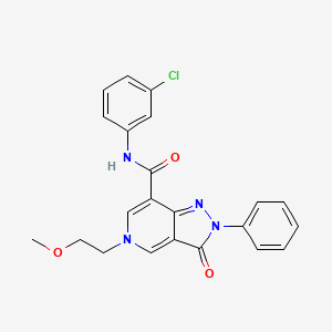 molecular formula C22H19ClN4O3 B2589637 N-(3-chlorophenyl)-5-(2-methoxyethyl)-3-oxo-2-phenyl-3,5-dihydro-2H-pyrazolo[4,3-c]pyridine-7-carboxamide CAS No. 923202-17-9