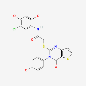molecular formula C23H20ClN3O5S2 B2589638 N-(5-chloro-2,4-dimethoxyphenyl)-2-((3-(4-methoxyphenyl)-4-oxo-3,4-dihydrothieno[3,2-d]pyrimidin-2-yl)thio)acetamide CAS No. 1798679-95-4