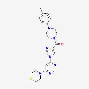 molecular formula C23H27N7OS B2589641 [4-(4-methylphenyl)piperazino]{1-[6-(1,4-thiazinan-4-yl)-4-pyrimidinyl]-1H-imidazol-4-yl}methanone CAS No. 1251560-89-0