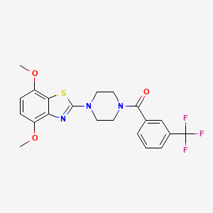 molecular formula C21H20F3N3O3S B2589642 (4-(4,7-Dimethoxybenzo[d]thiazol-2-yl)piperazin-1-yl)(3-(trifluoromethyl)phenyl)methanone CAS No. 897486-05-4