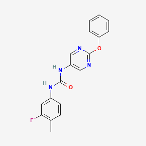 molecular formula C18H15FN4O2 B2589643 1-(3-Fluoro-4-methylphenyl)-3-(2-phenoxypyrimidin-5-yl)urea CAS No. 1396815-87-4