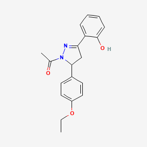 molecular formula C19H20N2O3 B2589646 1-(5-(4-ethoxyphenyl)-3-(2-hydroxyphenyl)-4,5-dihydro-1H-pyrazol-1-yl)ethanone CAS No. 871307-68-5