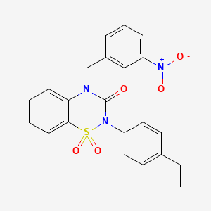 molecular formula C22H19N3O5S B2589650 2-(4-ethylphenyl)-4-(3-nitrobenzyl)-2H-1,2,4-benzothiadiazin-3(4H)-one 1,1-dioxide CAS No. 899976-63-7