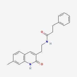 molecular formula C21H22N2O2 B2589664 N-(2-(7-methyl-2-oxo-1,2-dihydroquinolin-3-yl)ethyl)-3-phenylpropanamide CAS No. 851404-71-2