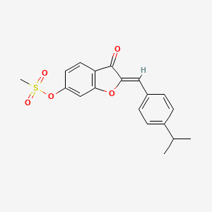 molecular formula C19H18O5S B2589682 (2Z)-3-oxo-2-[4-(propan-2-yl)benzylidene]-2,3-dihydro-1-benzofuran-6-yl methanesulfonate CAS No. 623122-61-2