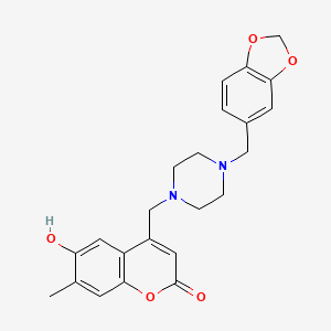 4-((4-(benzo[d][1,3]dioxol-5-ylmethyl)piperazin-1-yl)methyl)-6-hydroxy-7-methyl-2H-chromen-2-one
