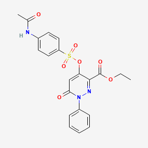 molecular formula C21H19N3O7S B2589692 Ethyl 4-(((4-acetamidophenyl)sulfonyl)oxy)-6-oxo-1-phenyl-1,6-dihydropyridazine-3-carboxylate CAS No. 899991-68-5