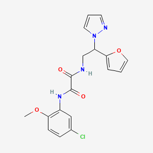 molecular formula C18H17ClN4O4 B2589723 N1-(5-氯-2-甲氧基苯基)-N2-(2-(呋喃-2-基)-2-(1H-吡唑-1-基)乙基)草酰胺 CAS No. 2034545-48-5