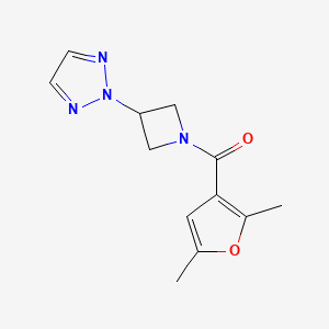 molecular formula C12H14N4O2 B2589727 (3-(2H-1,2,3-triazol-2-yl)azetidin-1-yl)(2,5-dimethylfuran-3-yl)methanone CAS No. 2175979-12-9