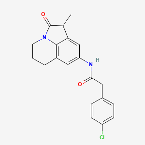molecular formula C20H19ClN2O2 B2589729 2-(4-氯苯基)-N-(1-甲基-2-氧代-2,4,5,6-四氢-1H-吡咯并[3,2,1-ij]喹啉-8-基)乙酰胺 CAS No. 898426-40-9