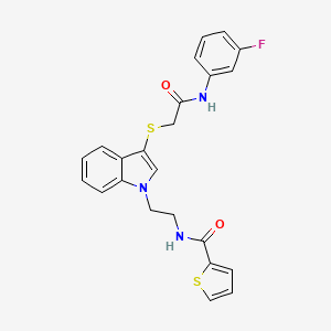 N-[2-[3-[2-(3-fluoroanilino)-2-oxoethyl]sulfanylindol-1-yl]ethyl]thiophene-2-carboxamide