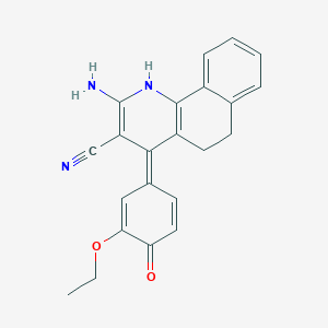 (4Z)-2-amino-4-(3-ethoxy-4-oxocyclohexa-2,5-dien-1-ylidene)-5,6-dihydro-1H-benzo[h]quinoline-3-carbonitrile