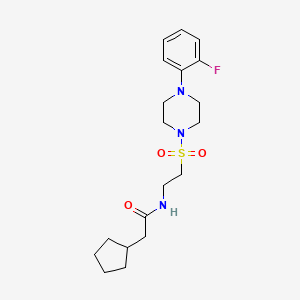 molecular formula C19H28FN3O3S B2589756 2-环戊基-N-(2-((4-(2-氟苯基)哌嗪-1-基)磺酰基)乙基)乙酰胺 CAS No. 897613-41-1