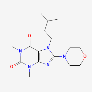molecular formula C16H25N5O3 B2589757 7-isopentyl-1,3-dimethyl-8-morpholino-1H-purine-2,6(3H,7H)-dione CAS No. 378209-50-8
