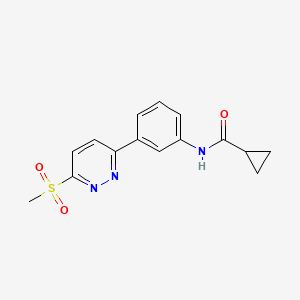 molecular formula C15H15N3O3S B2589769 N-(3-(6-(methylsulfonyl)pyridazin-3-yl)phenyl)cyclopropanecarboxamide CAS No. 921838-27-9