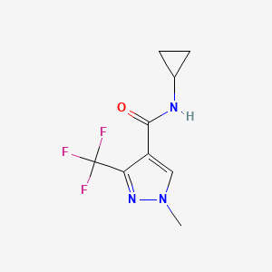 molecular formula C9H10F3N3O B2589779 N-cyclopropyl-1-methyl-3-(trifluoromethyl)-1H-pyrazole-4-carboxamide CAS No. 957039-67-7