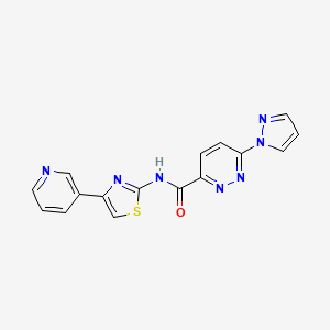 molecular formula C16H11N7OS B2589780 6-(1H-pyrazol-1-yl)-N-(4-(pyridin-3-yl)thiazol-2-yl)pyridazine-3-carboxamide CAS No. 1351618-38-6