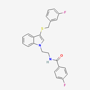 4-fluoro-N-[2-[3-[(3-fluorophenyl)methylsulfanyl]indol-1-yl]ethyl]benzamide