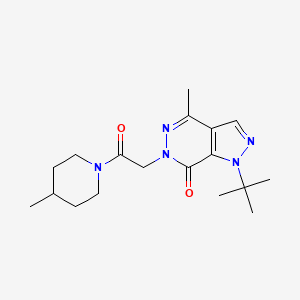 molecular formula C18H27N5O2 B2589793 1-(tert-ブチル)-4-メチル-6-(2-(4-メチルピペリジン-1-イル)-2-オキソエチル)-1H-ピラゾロ[3,4-d]ピリダジン-7(6H)-オン CAS No. 1173053-13-8