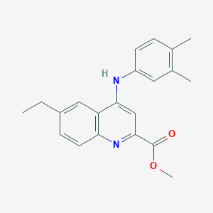 molecular formula C21H22N2O2 B2589795 Methyl 4-((3,4-dimethylphenyl)amino)-6-ethylquinoline-2-carboxylate CAS No. 1206999-41-8