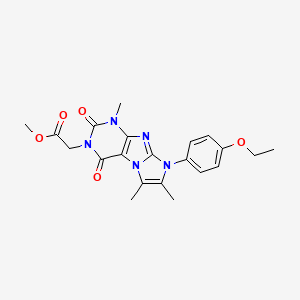 molecular formula C21H23N5O5 B2589813 methyl 2-(8-(4-ethoxyphenyl)-1,6,7-trimethyl-2,4-dioxo-1H-imidazo[2,1-f]purin-3(2H,4H,8H)-yl)acetate CAS No. 887458-73-3