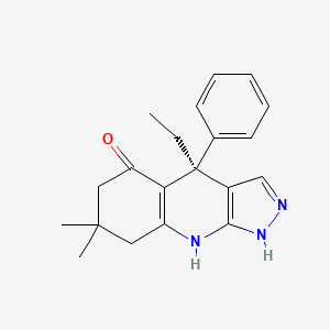 molecular formula C20H23N3O B2589819 (4~{S})-4-ethyl-7,7-dimethyl-4-phenyl-2,6,8,9-tetrahydropyrazolo[3,4-b]quinolin-5-one CAS No. 2056261-41-5