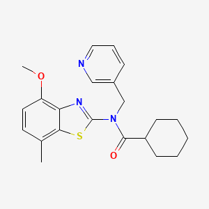 N-(4-methoxy-7-methylbenzo[d]thiazol-2-yl)-N-(pyridin-3-ylmethyl)cyclohexanecarboxamide
