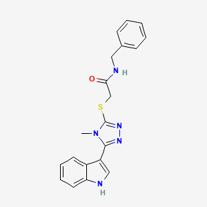 molecular formula C20H19N5OS B2589828 2-((5-(1H-indol-3-yl)-4-methyl-4H-1,2,4-triazol-3-yl)thio)-N-benzylacetamide CAS No. 831208-22-1