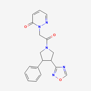 molecular formula C18H17N5O3 B2589829 2-(2-(3-(1,2,4-oxadiazol-3-yl)-4-phenylpyrrolidin-1-yl)-2-oxoethyl)pyridazin-3(2H)-one CAS No. 2034417-18-8