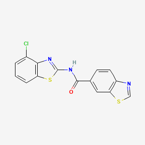 molecular formula C15H8ClN3OS2 B2589840 N-(4-chloro-1,3-benzothiazol-2-yl)-1,3-benzothiazole-6-carboxamide CAS No. 681167-03-3