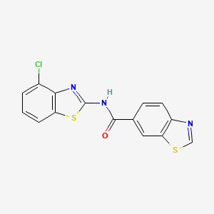 molecular formula C15H8ClN3OS2 B2589840 N-(4-Chlor-1,3-benzothiazol-2-yl)-1,3-benzothiazol-6-carboxamid CAS No. 681167-03-3