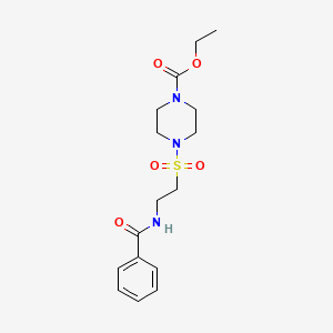 molecular formula C16H23N3O5S B2589841 4-(2-苯甲酰胺乙基磺酰基)哌嗪-1-羧酸乙酯 CAS No. 899758-59-9