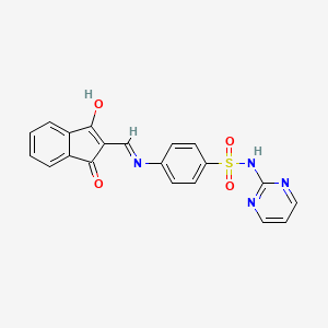 molecular formula C20H14N4O4S B2589843 2-(((4-((Pyrimidin-2-ylamino)sulfonyl)phenyl)amino)methylene)indane-1,3-dione CAS No. 497061-23-1