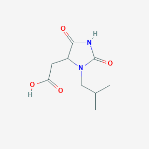 molecular formula C9H14N2O4 B2589850 2-(3-Isobutyl-2,5-dioxoimidazolidin-4-yl)acetic acid CAS No. 1025754-79-3
