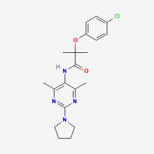 2-(4-chlorophenoxy)-N-(4,6-dimethyl-2-(pyrrolidin-1-yl)pyrimidin-5-yl)-2-methylpropanamide