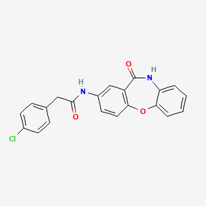 molecular formula C21H15ClN2O3 B2589864 2-(4-chlorophenyl)-N-(11-oxo-10,11-dihydrodibenzo[b,f][1,4]oxazepin-2-yl)acetamide CAS No. 922029-97-8