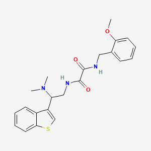 molecular formula C22H25N3O3S B2589865 N1-(2-(苯并[b]噻吩-3-基)-2-(二甲氨基)乙基)-N2-(2-甲氧基苄基)草酰胺 CAS No. 2034391-67-6