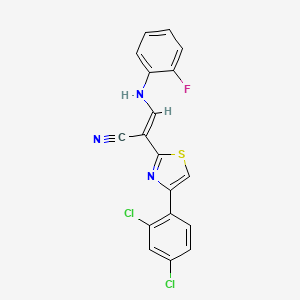 (E)-2-(4-(2,4-dichlorophenyl)thiazol-2-yl)-3-((2-fluorophenyl)amino)acrylonitrile