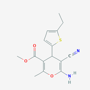 molecular formula C15H16N2O3S B258988 methyl 6-amino-5-cyano-4-(5-ethyl(2-thienyl))-2-methyl-4H-pyran-3-carboxylate 