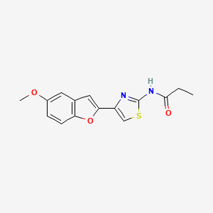 molecular formula C15H14N2O3S B2589892 N-(4-(5-甲氧基苯并呋喃-2-基)噻唑-2-基)丙酰胺 CAS No. 922106-82-9