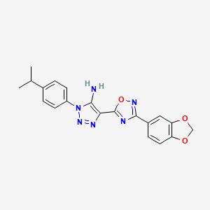molecular formula C20H18N6O3 B2589896 5-[3-(1,3-Benzodioxol-5-yl)-1,2,4-oxadiazol-5-yl]-3-(4-propan-2-ylphenyl)triazol-4-amine CAS No. 892763-50-7